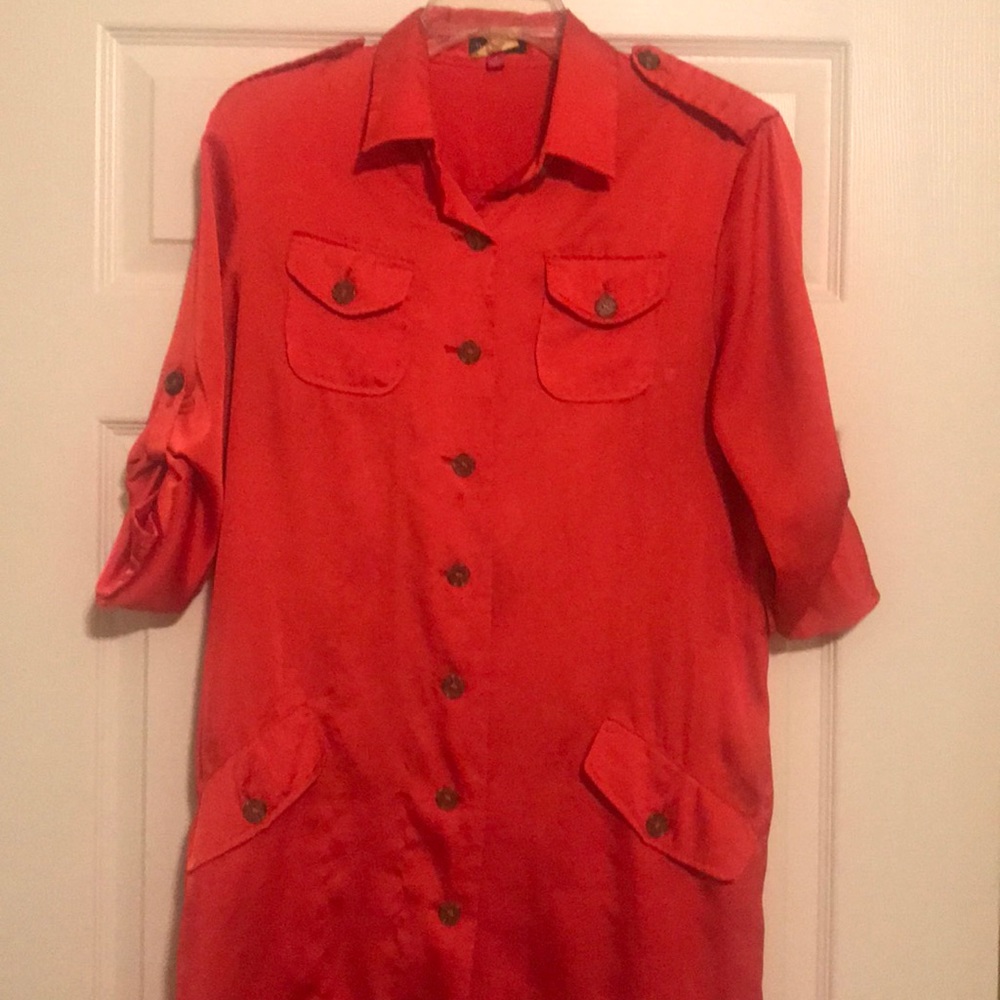 Orange shirt dress